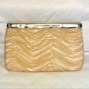 Express clutch ruffled organza with gold accents